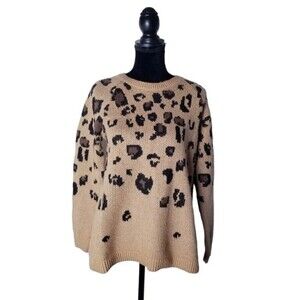 Isabel Maternity Animal‎ Print Crewneck Pullover Sweater Size Small